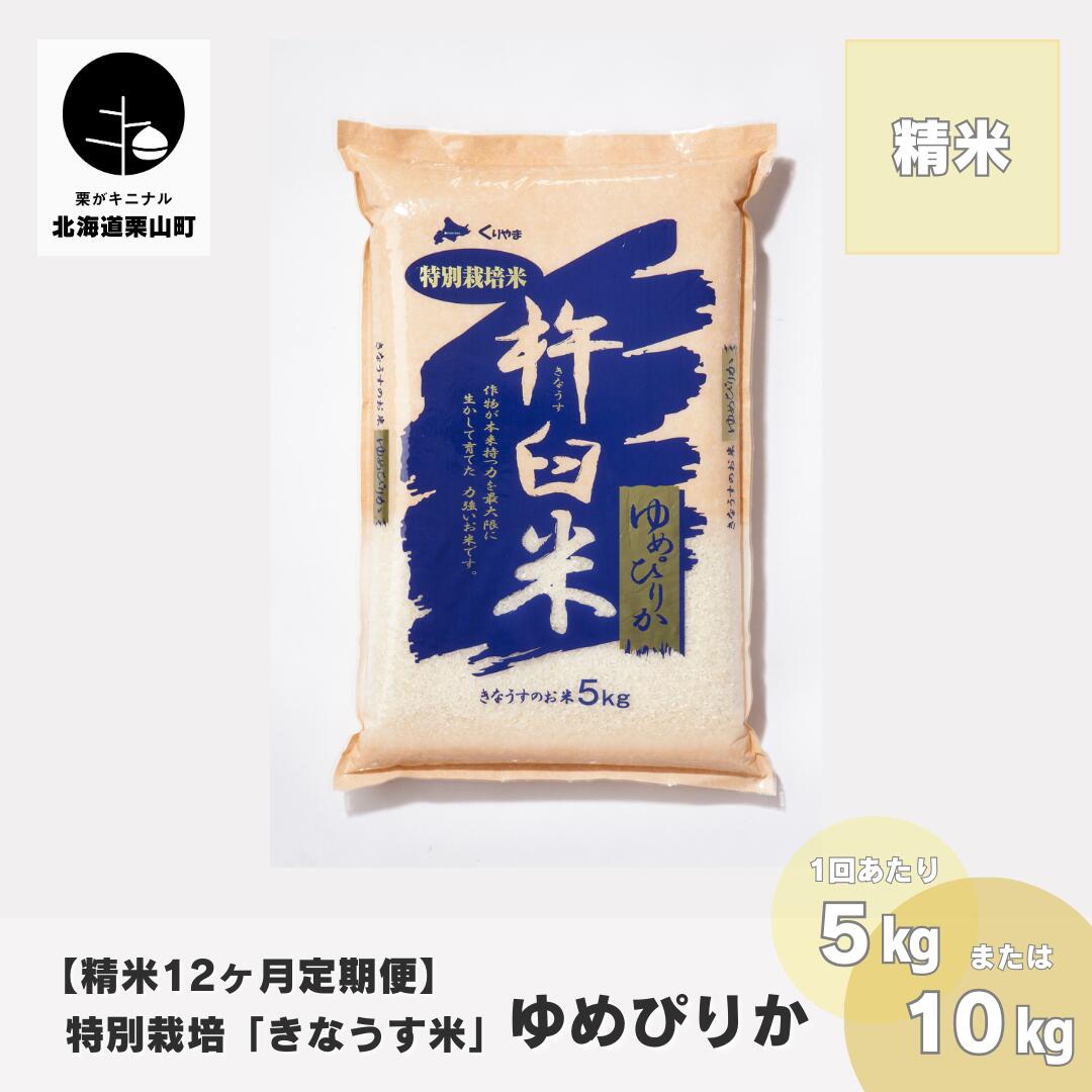 【精米12ヶ月定期便】特別栽培「きなうす米」ゆめぴりか《5kg×12回・10kg×12回》