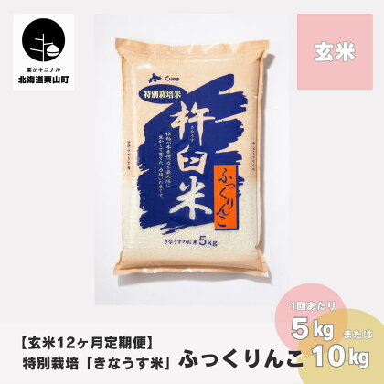 【玄米12ヶ月定期便】特別栽培「きなうす米」ふっくりんこ《5kg×12回・10kg×12回》