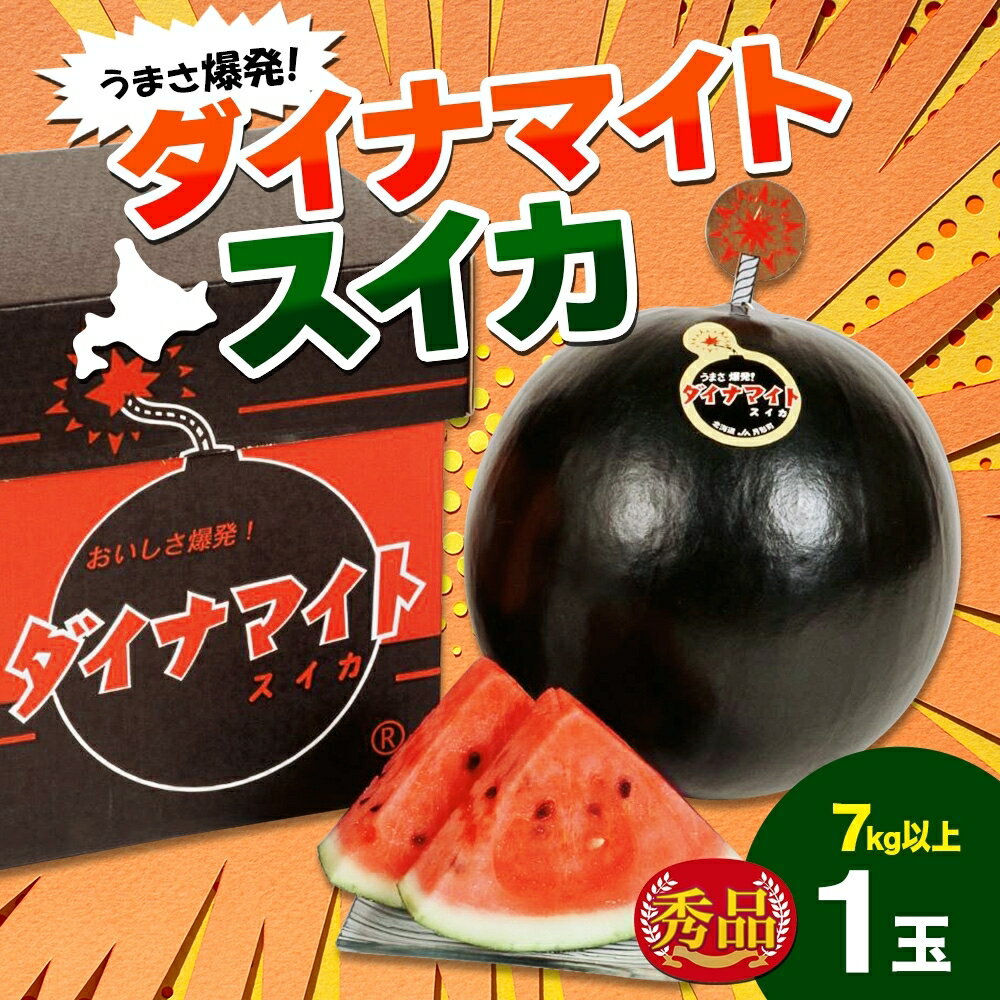 北海道 ダイナマイトスイカ 秀品 1玉 約7kg以上 スイカ すいか 西瓜 黒皮 黒スイカ 果物 フルーツ 旬 希少 貴重 甘い 国産 産地直送 ギフト お祝い 贈答品 贈り物 日持ち 常温 お取り寄せ 送料無料 [月形町] お届け:7月中旬〜8月初旬