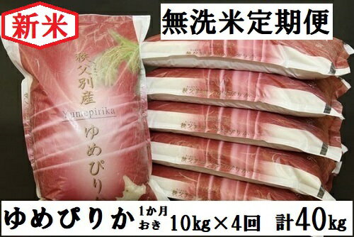【ふるさと納税】令和3年産無洗米ゆめぴりか定期便40kg(1か月おき10kg×4か月)〈新米予約〉
