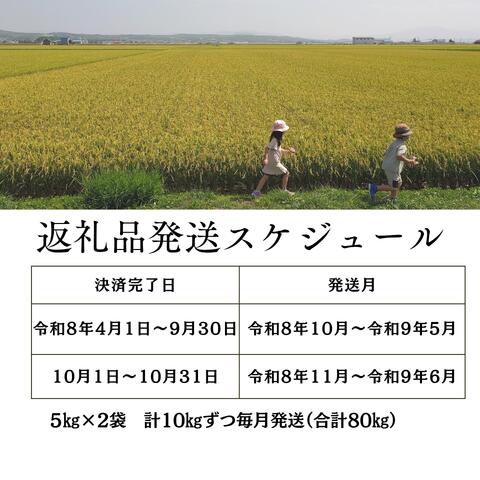 【ふるさと納税】先行 受付 発送 開始 ふるさと納税 無洗米 定期便 米 ななつぼし 10kg 毎月 届く 令和8年産 80kg 北海道 秩父別町 米どころ 先行 受付 8ヶ月 f014346-chippubetsu-10000144 北海道秩父別町 サンプル画像2