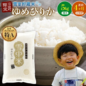 【ふるさと納税】<定期便4ヶ月><先行予約> 令和7年産 ゆめぴりか 精米 1回あたり 5kg(5kg×1袋)計20kg 雪冷気 籾貯蔵 北海道 北海道米 ブランド米 雪中米 特Aランク 米 お米 白米 ご飯 ごはん 【2025年11月以降順次発送予定】