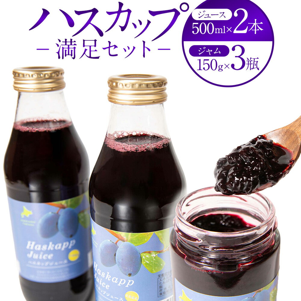 【ふるさと納税】ハスカップ 満足セット ハスカップ ジュース 500ml×2本 ハスカップ ジャム 150g×3瓶 北海道 鷹栖町 ハスカップ ジャム ハスカップ ジュース