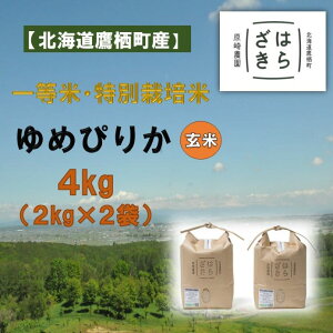【ふるさと納税】【令和7年産】一等米・特別栽培米 4kg【ゆめぴりか玄米】2kg×2(農薬7割減)北海道 鷹栖町 原崎農園
