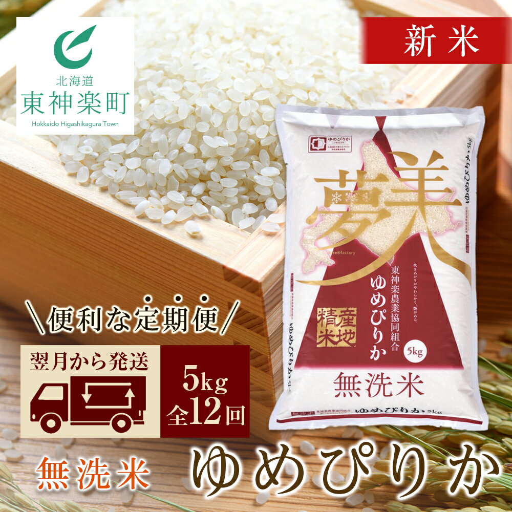 【ふるさと納税】【お米の定期便】☆新米発送☆ゆめぴりか 5kg 《無洗米》全12回 ふるさと納税 お米 ふるさと納税 北海道米 北海道産お米 東神楽 ふるさと納税米 お米 道産米 人気ブランド 米 こめ ふるさと納税 秋 旬 【J176】