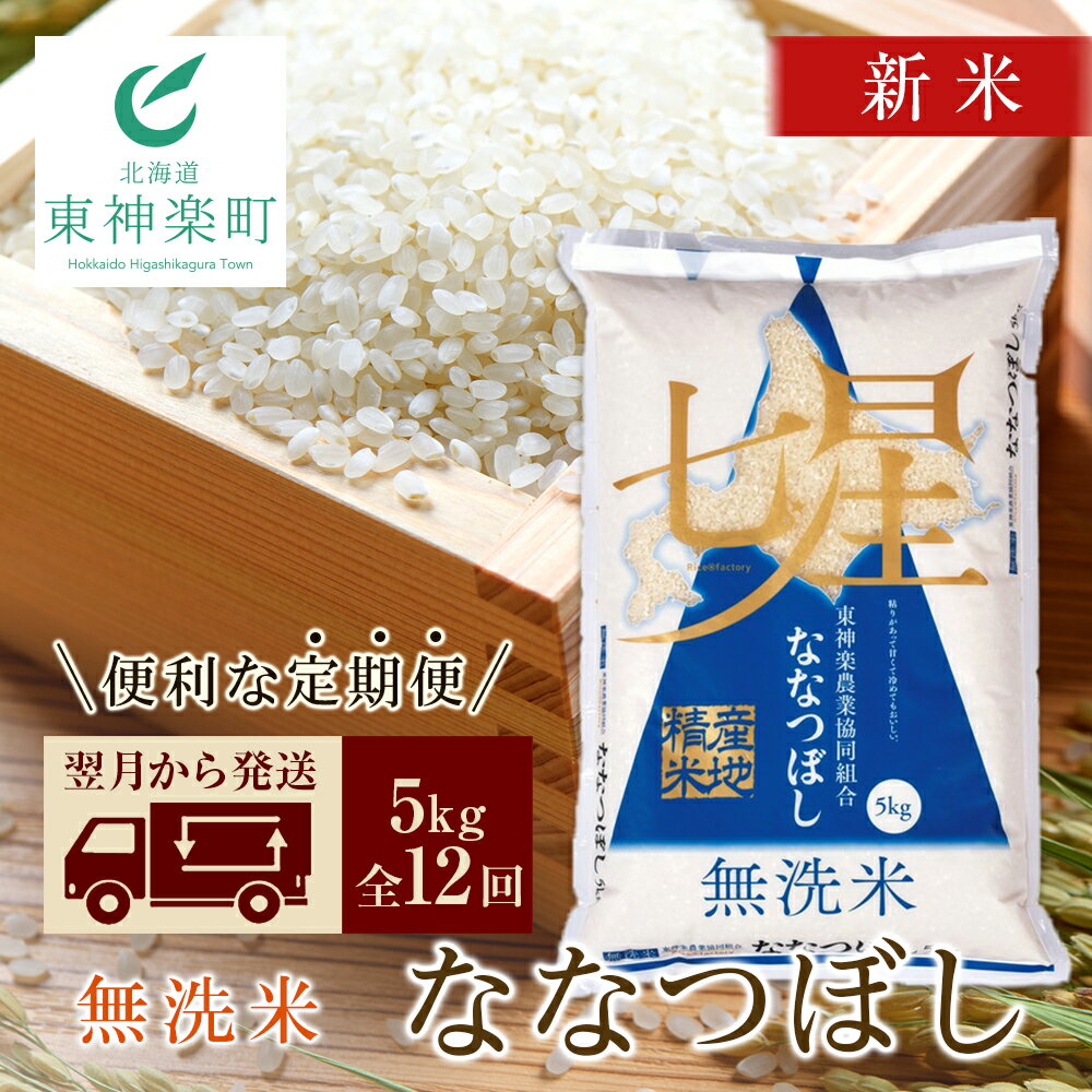 【ふるさと納税】【お米の定期便】ななつぼし 5kg 《無洗米》全12回 ふるさと納税 お米 ふるさと納税 北海道米 北海道産お米 東神楽 ふるさと納税米 お米 道産米 人気ブランド 米 こめ 【J177】