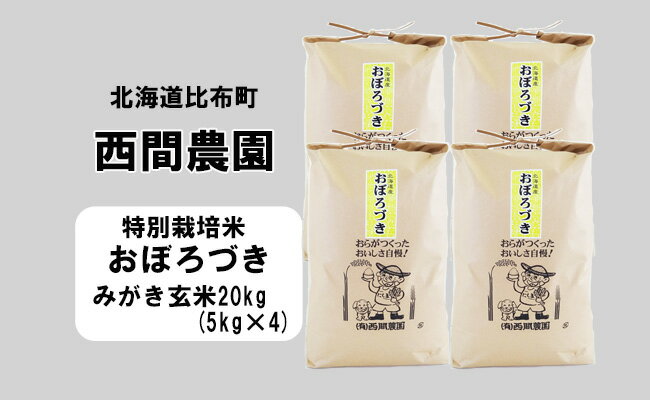 新米先行予約【2024年産】西間農園　おぼろづき(特別栽培米)　みがき玄米　20kg