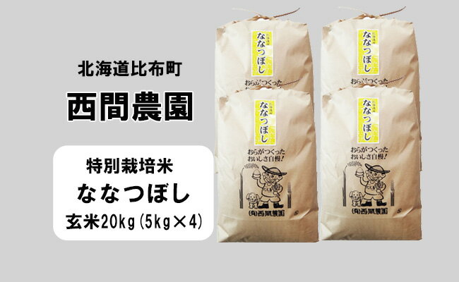 【ふるさと納税】新米予約　西間農園　ななつぼし(特別栽培米)　みがき玄米　20kg 5125_sm