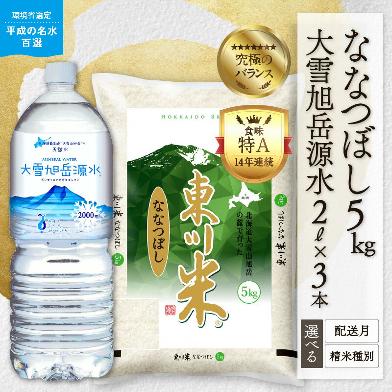 [精米種別・配送月を選べる]令和6年産先行予約 東川米「ななつぼし」5kg+大雪旭岳源水6Lセット