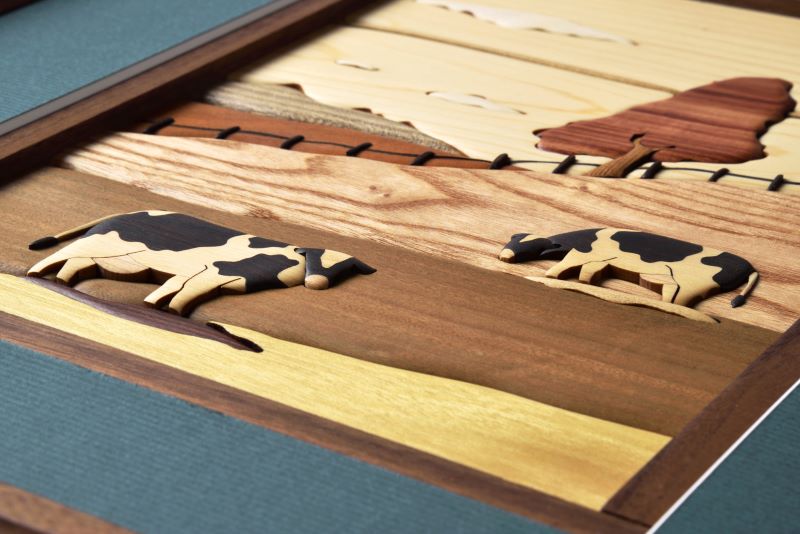 【ふるさと納税】寄木額絵　牧場