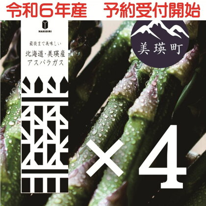 令和6年産！ 幻のアスパラ ラスノーブルHAKOIRI「畑発・冷蔵庫のドアポケット行」×4箱　美瑛　北海道美瑛　北海道美瑛町　美瑛産　北海道産アスパラガス　美瑛産アスパラガス　アスパラ　アスパラガス　墫乃字[032-07]