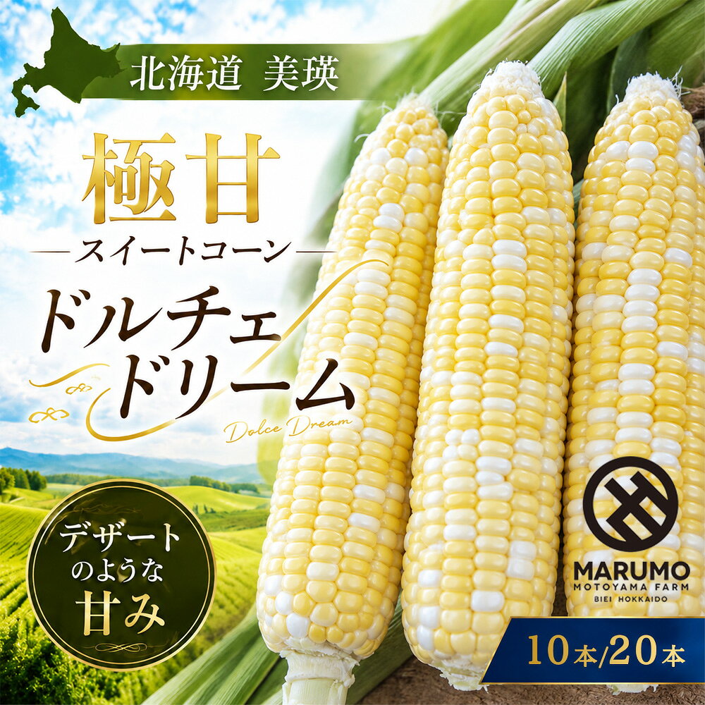 【ふるさと納税】【令和9年産 先行予約】 とうもろこし ドルチェドリーム 10本 20本 MARUMOスイートコーン 本山農場｜トウモロコシ コーン とうきび スイートコーン バイカラー 糖度 甘い 朝どれ 朝採れ とうきび 新鮮 野菜 産地直送 送料無料 北海道 道産 美瑛町 美瑛