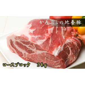 【ふるさと納税】かみふらのポーク【地養豚】ロースブロック2kg　【お肉・牛肉・ロース】