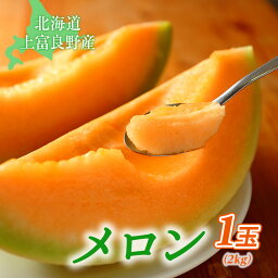 【ふるさと納税】かみふらの産「ふらのメロン」2kg以上（大玉・秀品）1玉　【果物類・フルーツ・メロン赤肉・メロン・1玉】　お届け：2024年7月下旬～9月上旬