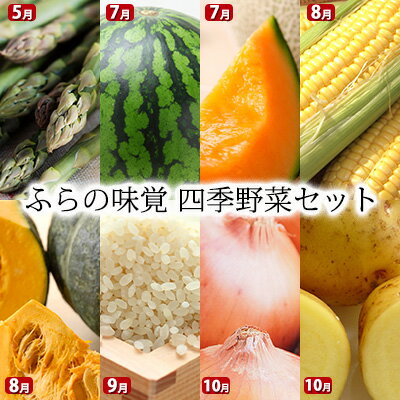 [2024年発送]ふらの味覚 四季野菜セット アスパラ スイカ トウモロコシ カボチャ ユメピリカ 玉ネギ ジャガイモ 北海道 上富良野町 定期便 各月 お届け 野菜 やさい 先行受付 [定期便・ 果物類 メロン赤肉 5回 ] お届け:2024年5月上旬〜10月上旬