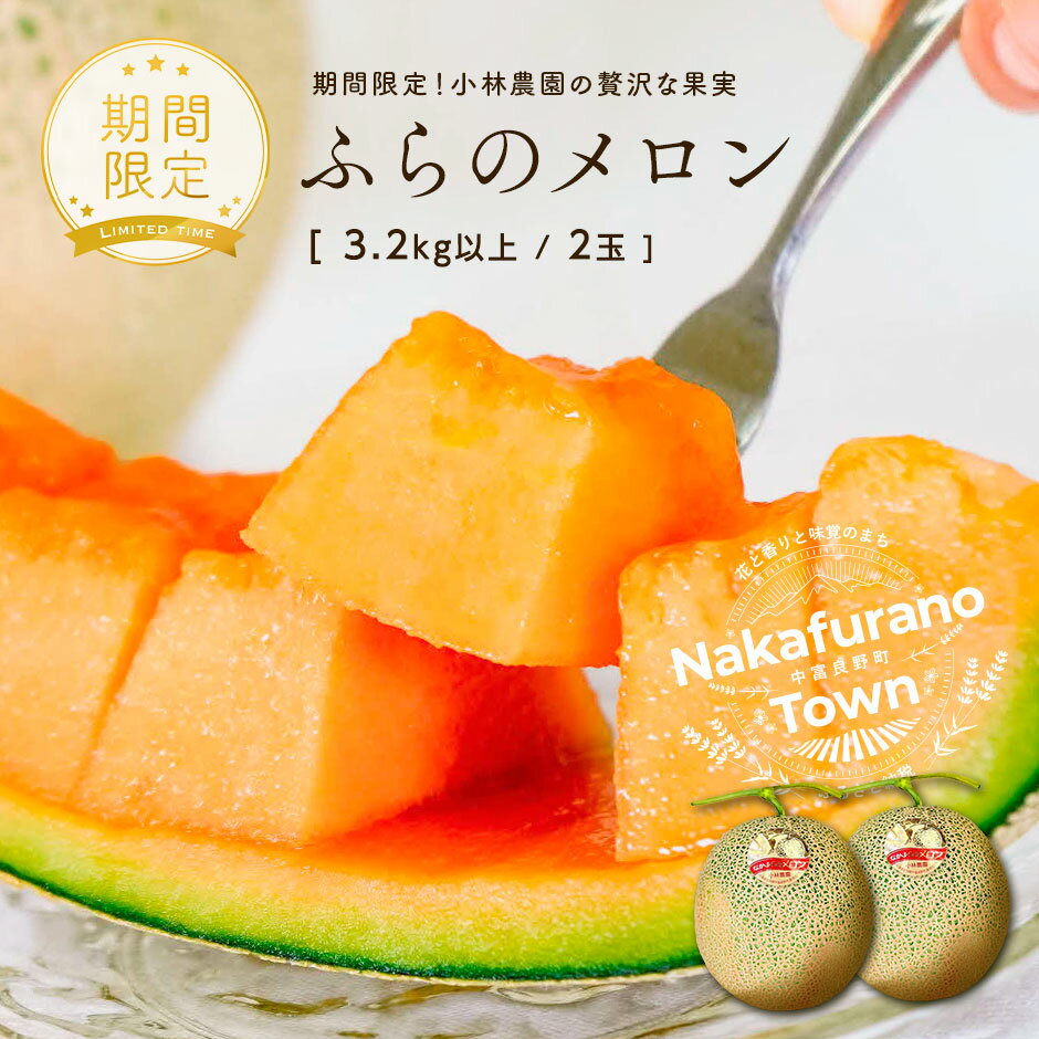 【ふるさと納税】【2025年発送】中富良野産　赤肉メロン（3.2kg～4.0kg）　2玉のサムネイル