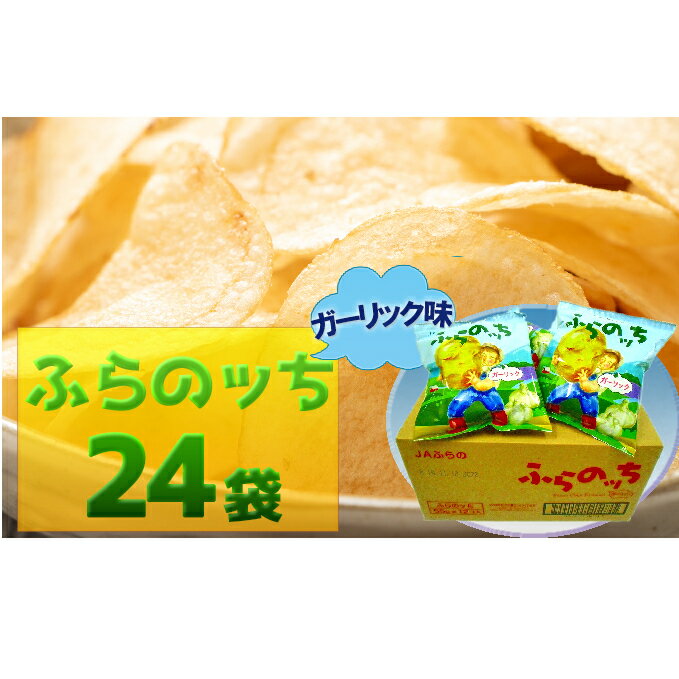 【ふるさと納税】ふらの産ポテトチップス【ふらのっち】ガーリック味24袋　【ポテトチップス　ジャガイモ　ガーリック　芋　菓子　スナック　じゃがいも　1箱】