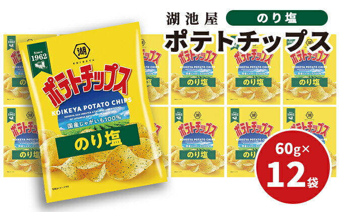 【ふるさと納税】【出来立て発送】湖池屋 ポテトチップス のり塩 60g×12袋 南富良野町振興公社 ポテチ じゃがいも ジャガイモ お菓子 のりしお スナック 北海道 大容量 湖池屋 コイケヤ　【 菓子 スナック菓子 出来立て 元祖 】