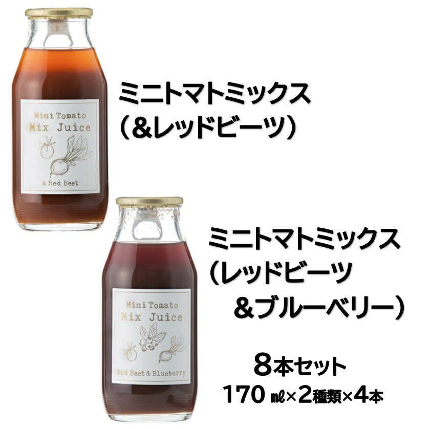 【ふるさと納税】和寒ミニトマトミックスジュース2種A（170ml）　北海道　ふるさと納税　有機野菜　トマト　ジュース　ビーツ　ブルーベリー