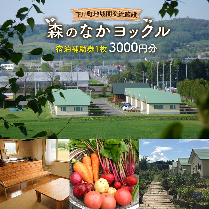 下川町 地域間交流施設 森のなかヨックル 宿泊補助券 3000円 北海道 コテージ