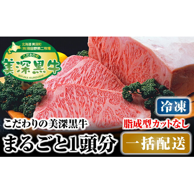 【ふるさと納税】北海道 こだわりの美深黒牛1頭分 成型脂カットなし（冷凍）　【お肉・牛肉・サーロイン・焼肉・バーベキュー】