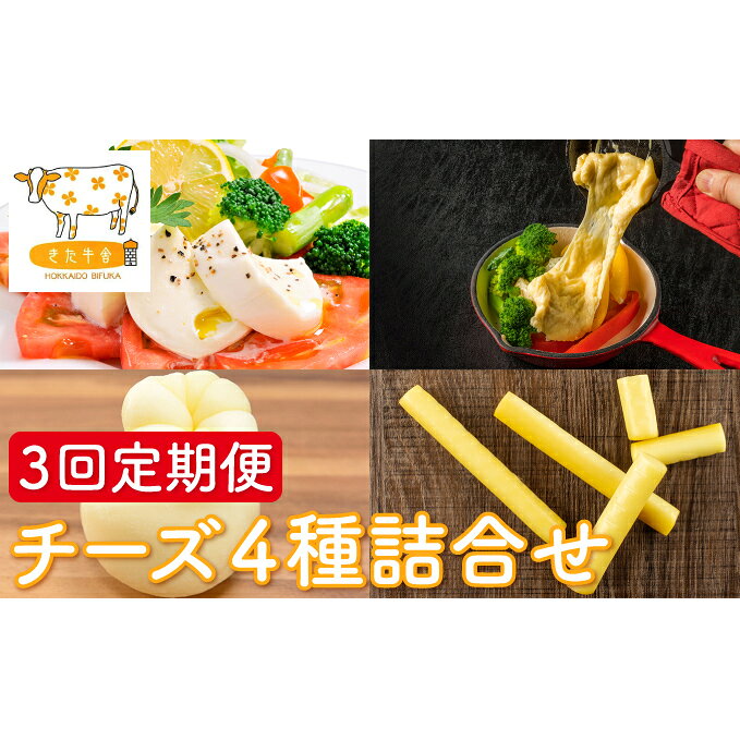 北海道美深町 チーズ4種詰め合わせ 3回定期便 【北ぎゅう舎】 加工食品 乳製品 詰合せ
