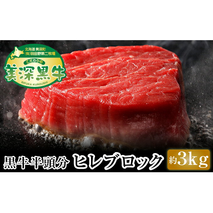 北海道 こだわりの美深黒牛 ヒレブロック半頭分 約3kg お肉 牛肉 お届け：2023年1月下旬より順次出荷開始