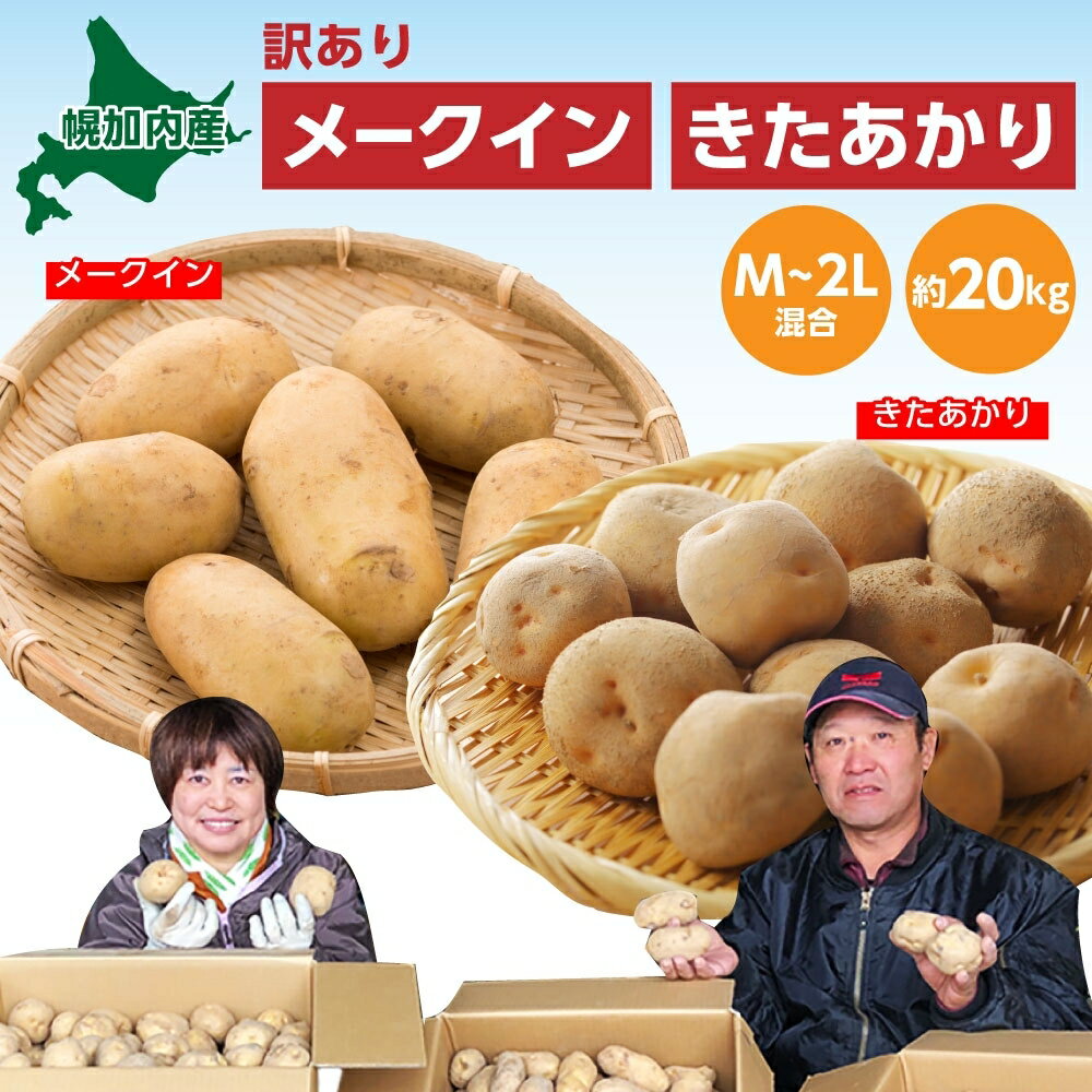 【ふるさと納税】北海道幌加内産じゃがいも約20kg（メークイン・きたあかり）　【野菜・イモ・野菜・じゃがいも・ジャガイモ・芋・キタアカリ】　お届け：2023年9月下旬〜2023年12月15日