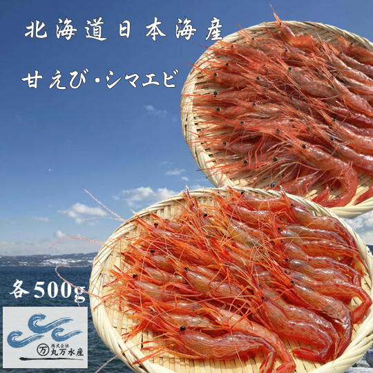 6-016-007　冷凍甘えび・しまえびセット 各500g　【海老・エビ・甘海老・あまエビ・海老・エビ】　お届け：入金確認後、随時発送（おおよそ1週間～1ヶ月）