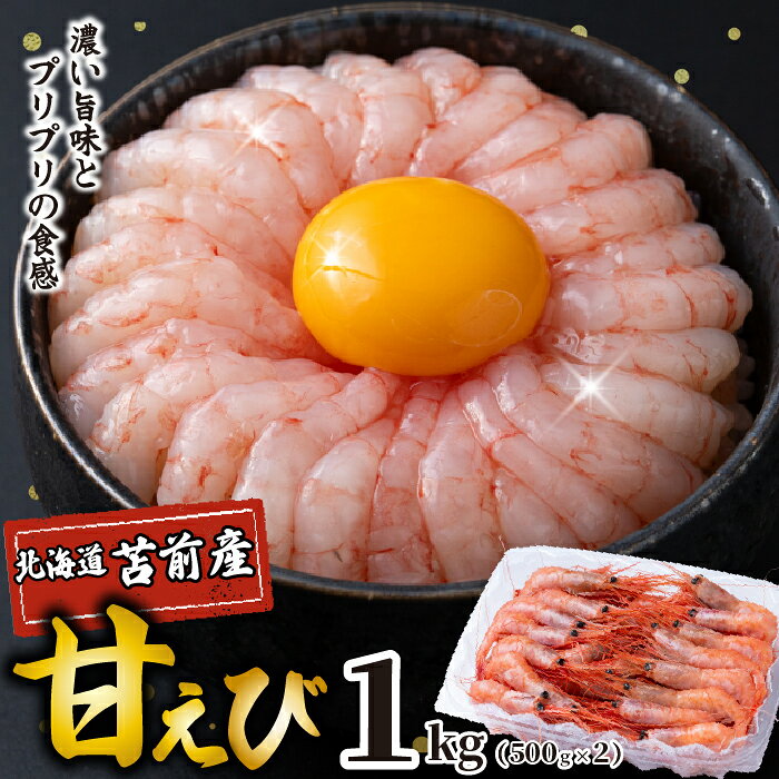 [数量限定]北海道苫前産 甘エビ小 1kg(500g×2) 甘えび アマエビ えび 海老 小分け 正月 海鮮 魚介類 刺身 ボイル 急速冷凍 3Dフリーザー 北海道 苫前町 とままえ