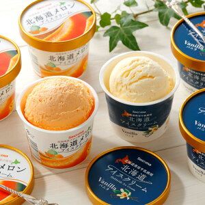 【ふるさと納税】北海道アイスクリームバニラ・メロン各6個セット