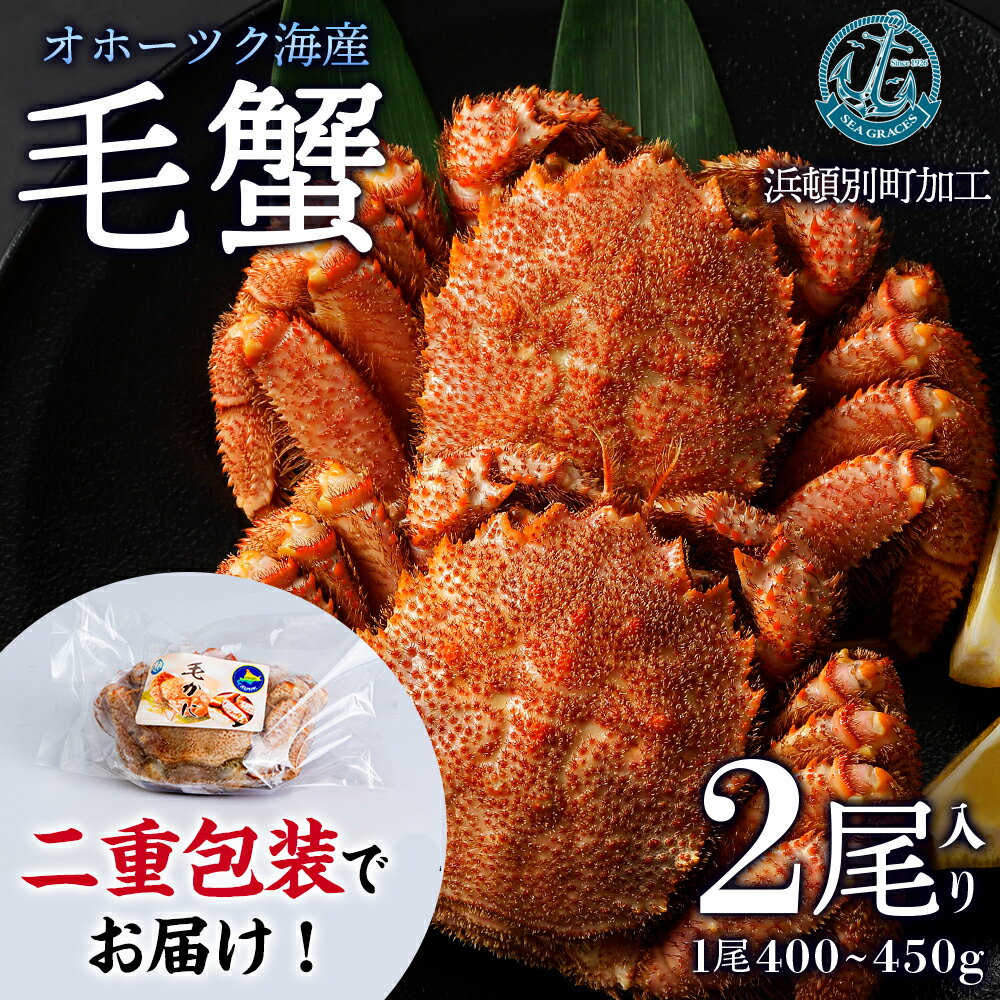 [数量限定]北海道産 毛がに 2尾 (1尾400g〜450g)[株式会社シーグレイセス]浜頓別 塩茹で カニ毛蟹 北海道ふるさと納税 ふるさと納税 北海道 浜頓別 通販 贈答品 贈り物