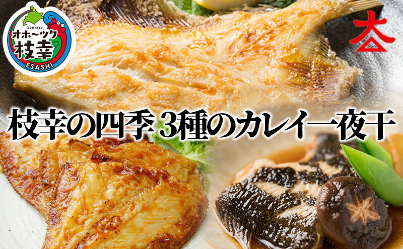 【ふるさと納税】枝幸の四季 3種のカレイ一夜干（宗八カレイ×8・赤カレイ×6～8・ナメタカレイ×4）魚貝類 干物