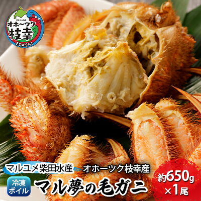 マル夢の毛ガニ約650g前後×1尾【冷凍ボイル】オホーツク枝幸産毛カニ 蟹