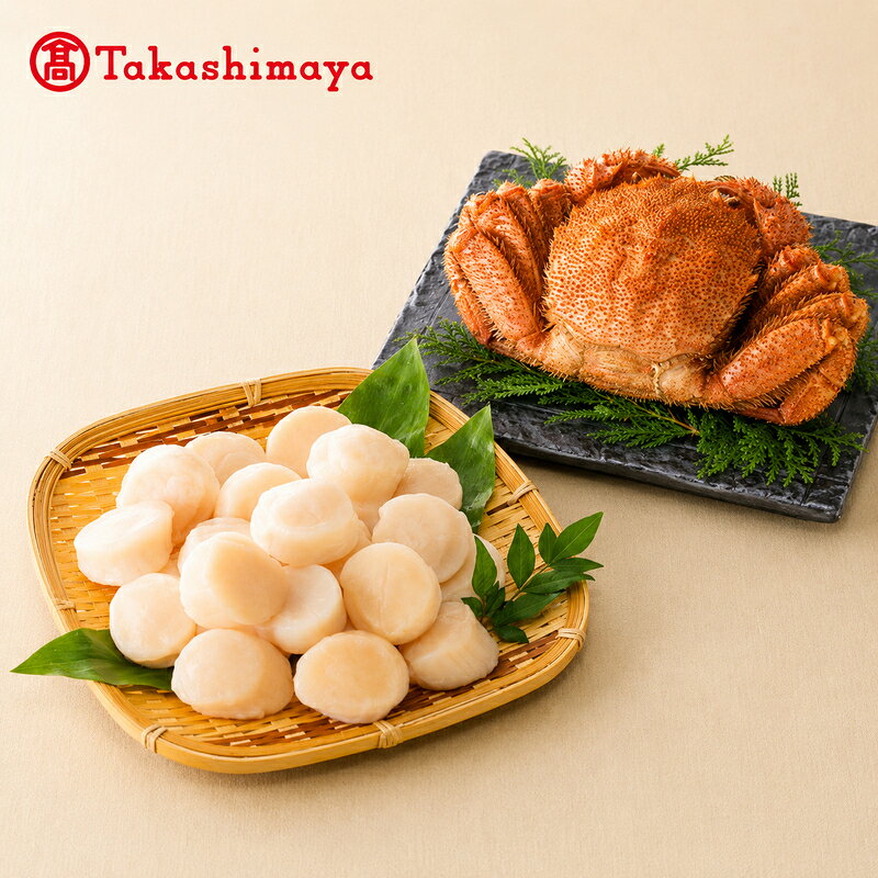 【ふるさと納税】《高島屋選定品》枝幸産毛ガニ1尾450g前後・刺身用玉冷ホタテ貝柱500g前後セット毛カニ 蟹 魚貝類 帆立