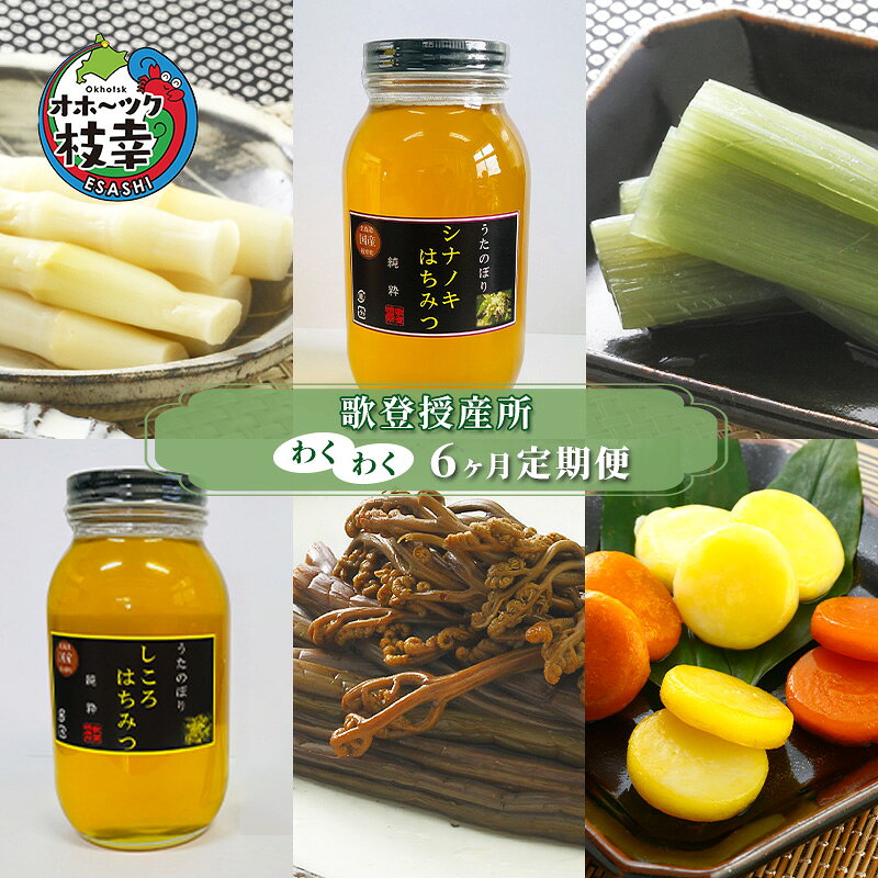 歌登授産所わくわく6ヶ月定期便【オホーツク枝幸】蜂蜜 はちみつ 惣菜 和菓子 スイーツ だんご 団子
