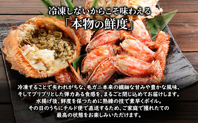 【ふるさと納税】〈冷蔵発送〉流氷明け 枝幸沖 ボイル毛ガニ 1.5kg (2～3尾入) 先行予約【2027年3月頃発送予定】旬の味覚［丸中三興水産］オホーツク枝幸 前浜【 蟹 魚介 北海道 枝幸 】　お届け：2027年3月中旬～3月下旬※気候や漁獲状況により大幅に変わるため目安です。 2