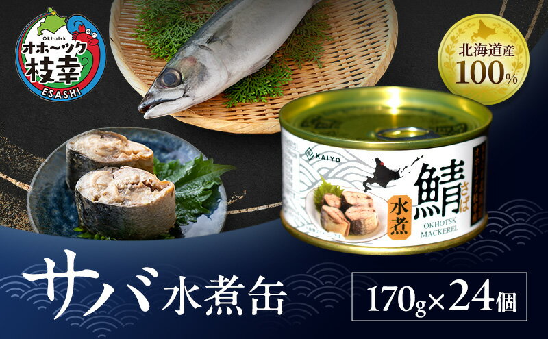 【ふるさと納税】北海道オホーツク枝幸産 さば水煮 缶詰170g×24個 水揚げ当日フレッシュパック！［海洋食品］【 さば サバ サバ缶 缶詰 新鮮 惣菜 保存 長期 加工食品 魚貝 魚介 北海道 オホーツク 枝幸 】