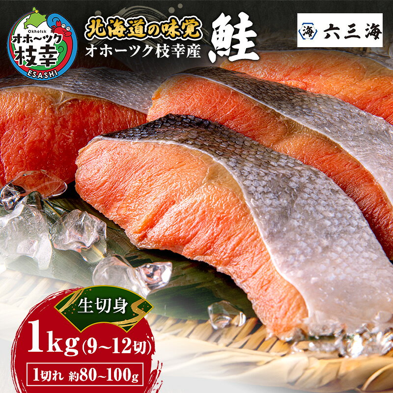 オホーツク枝幸産 鮭 生切身 1kg（9～12切/1切れ約80～100g）バラ凍結 手切り 北海道の味覚 [六三海]【 鮭 サケ 切身 北海道 オホーツク 枝幸 】