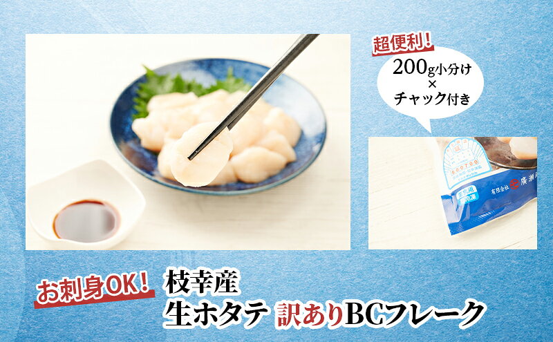 【ふるさと納税】大容量【訳あり】北海道 枝幸産 生ホタテ BCフレーク 3kg 小分け 200g×30パック【枝幸ほたて】 廣瀬商店【 冷凍 貝柱 割れ 欠け 魚介 海 帆立 フレーク 生食可 バラ凍結 BBQ 北海道 オホーツク 枝幸 】