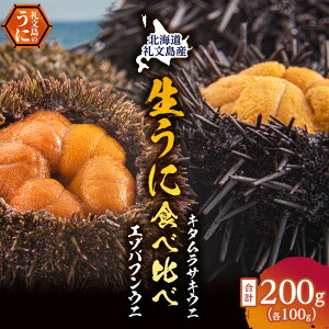 【ふるさと納税】北海道 礼文島産 ウニの食べ比べセット （ エゾバフンウニ キタムラサキウニ ）　【魚貝類 ウニ 雲丹 蝦夷バフンウニ キタムラサキウニ うに】　お届け：2024年6月～8月末まで