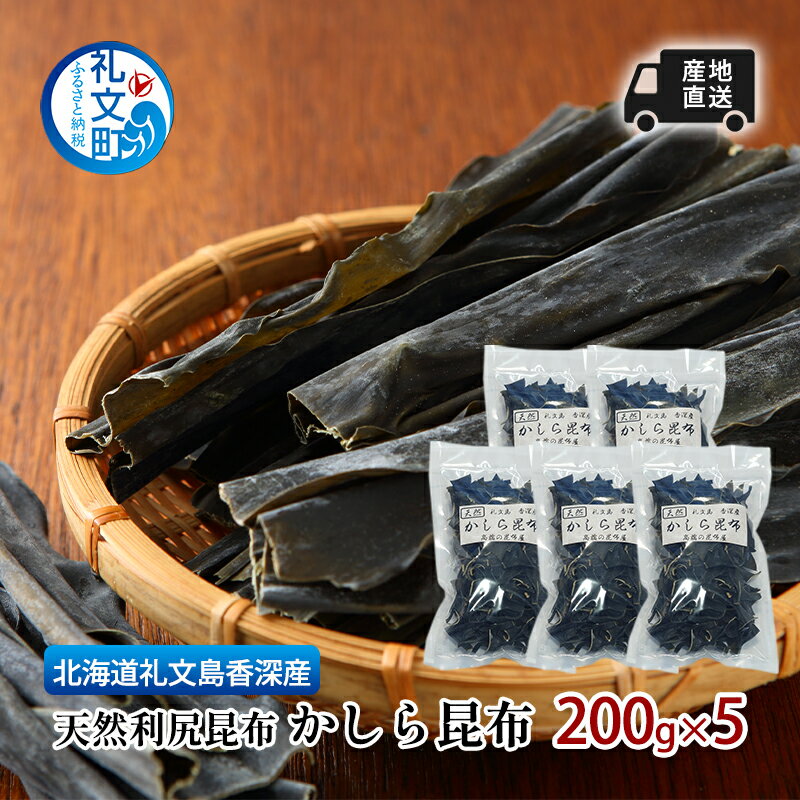 【ふるさと納税】北海道 礼文島 香深産 産地直送 天然利尻昆布 かしら昆布 200g×5 昆布 だし　【礼文町】