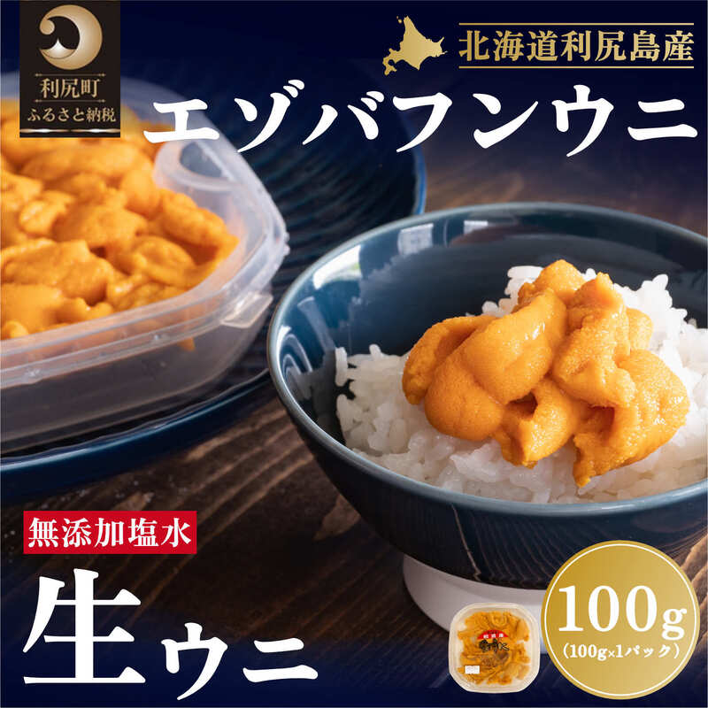 【ふるさと納税】利尻島産 塩水 生うに ばふんうに100g×1 ■2024年6月より順次出荷■ 先行受付 ウニ 利尻 　【魚貝 】　お届け：2024年6月上旬～8月12日頃まで ※配送期間内での順次出荷商品になります。お届け日は指定できません。