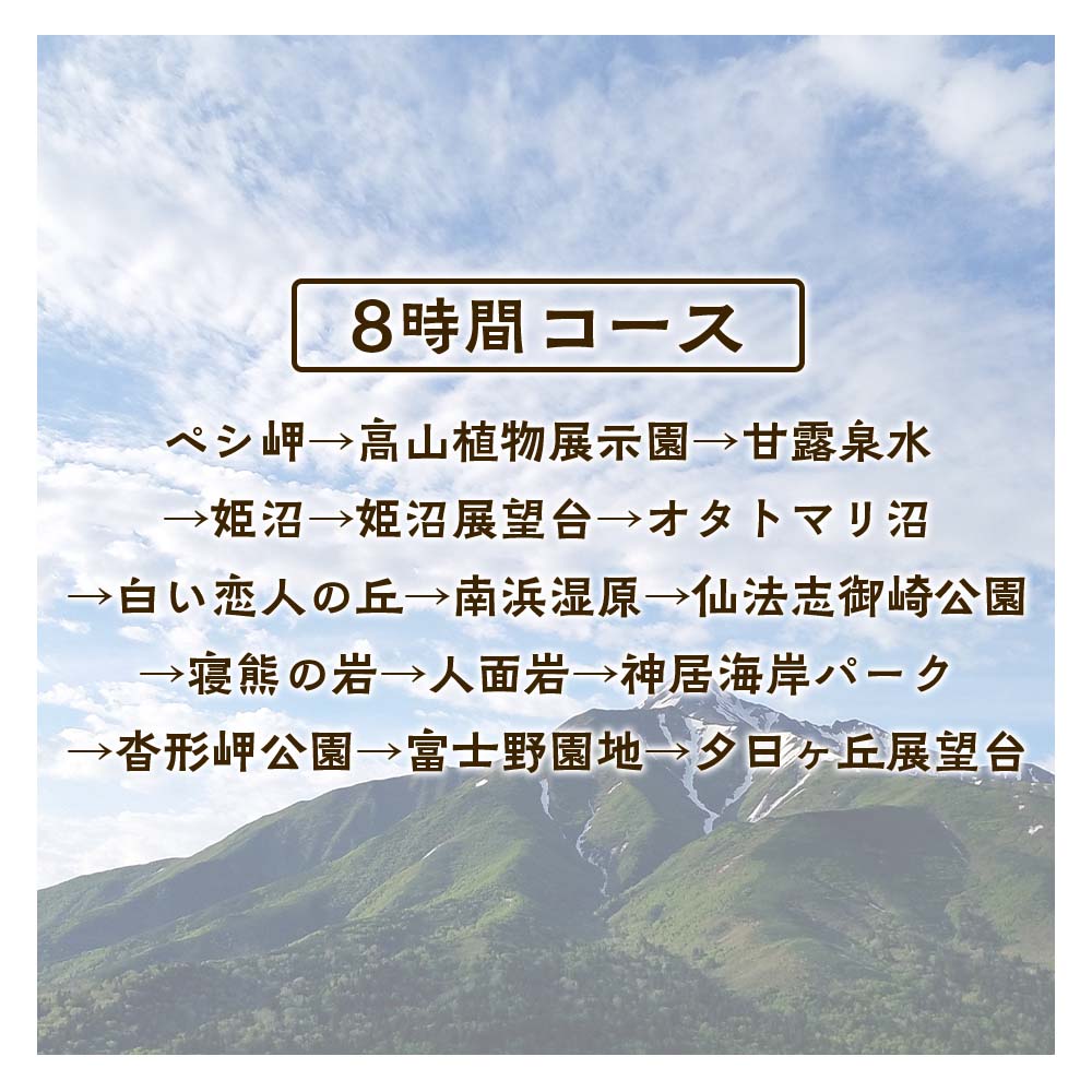 【ふるさと納税】利尻島周遊♪貸切観光タクシー8時間フリー利用券（小型タクシー4名様まで）タクシー 利用券 タクシーチケット 観光タクシー ツアー タクシーツアー 体験 北海道ふるさと納税 利尻富士 ふるさと納税 北海道 f015199-rishirifuji-10000550 北海道利尻富士町 サンプル画像2