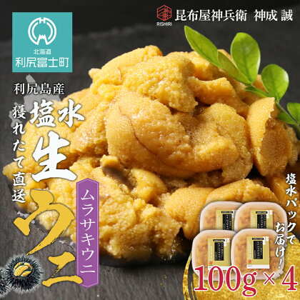 2022年【獲れたて直送!】利尻島産 塩水生うに(ムラサキウニ 100g ×4パック) 【昆布屋神兵衛】北海道ふるさと納税 利尻富士町 ふるさと納税 北海道 海鮮 北海道 海鮮 うに 生うに 北海道 うに 雲丹 通販 ギフト ウニ 贈答品 贈り物 【AE027】