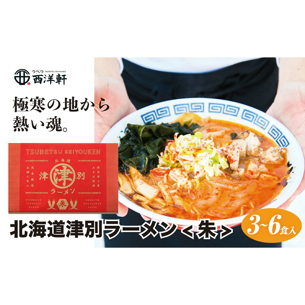 北海道津別ラーメン（朱）3〜6食セット | ラーメン らーめん 拉麺 麺 細麺 ストレート スープ付き セット 詰合せ 詰め合わせ 辛い 唐辛子 味噌 北海道 津別町 送料無料