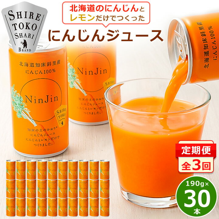 【ふるさと納税】【毎月定期便】にんじんジュース (190g×30本) 無添加 北海道産 人参 野菜ジュース 全3回【4007306】