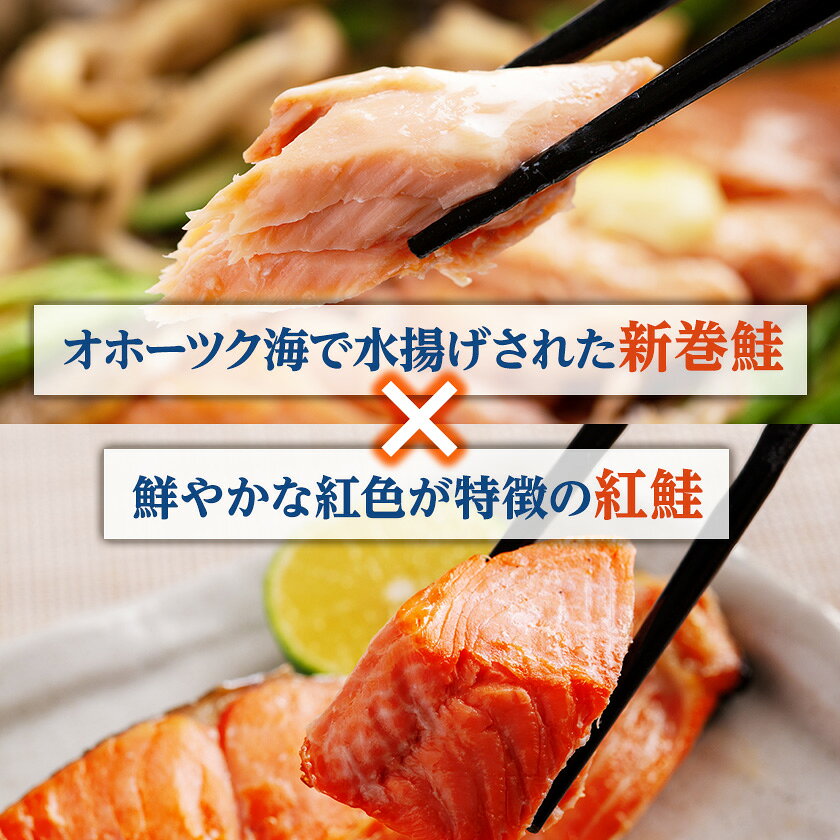 【ふるさと納税】2大鮭の食べ比べ 新巻鮭・紅鮭 各5切れパック_ 鮭 新巻鮭 紅鮭 食べ比べ 人気 美味し 天然 切り身 焼き魚 冷凍 食べ比べ 【配送不可地域：離島】【1682947】