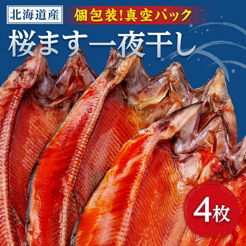 開き桜ます一夜干し4枚セット_ 桜ます 一夜干し 干物 開き セット 人気 美味しい 北海道産 真空パック 焼き魚 無添加 [配送不可地域:離島]