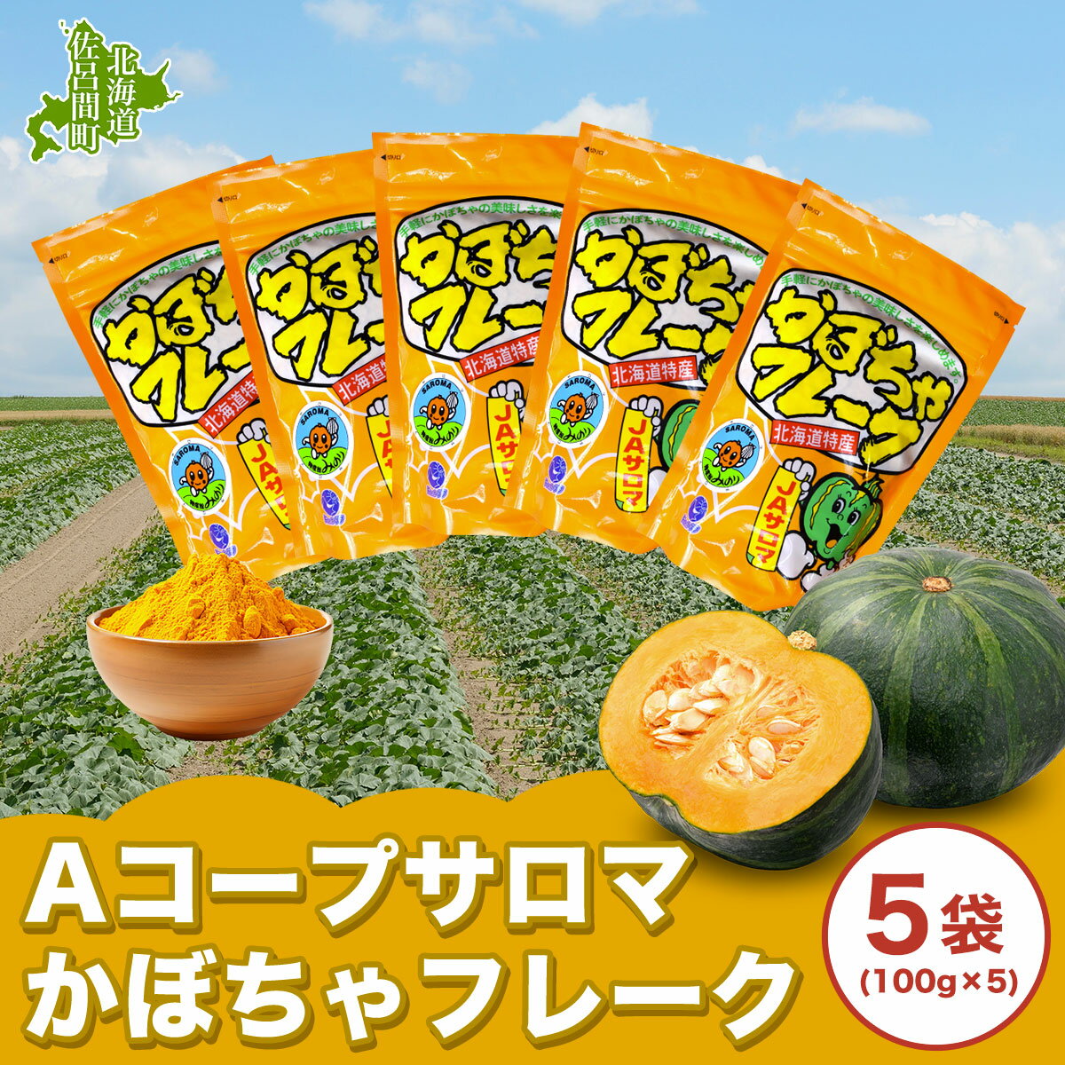 サロマかぼちゃフレーク 5袋(100g×5） 【 ふるさと納税 人気 おすすめ ランキング 加工食品 フレーク かぼちゃフレーク 便利 気軽 菓子作り 料理 北海道 佐呂間町 送料無料 】 SRMM003